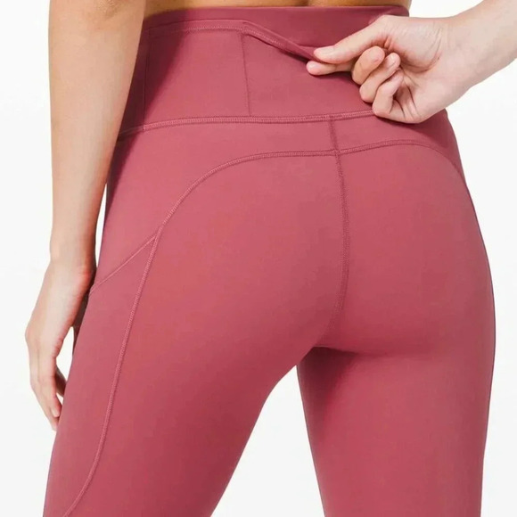 Lululemon Fast and Free Crop II 19" *Non-Reflective Cool Cherry Tint | 4 - Picture 10 of 10